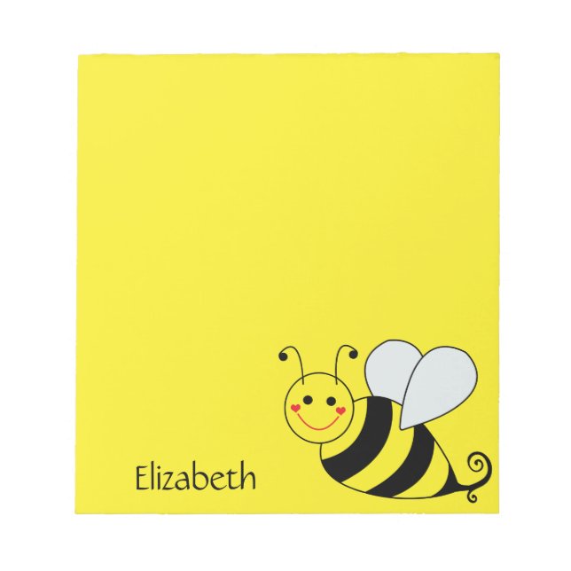 Cute Yellow Bumble Bee Personalized Notepad (Front)