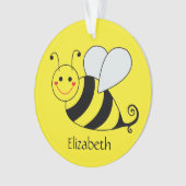 Cute Yellow Bumble Bee Personalized Ornament (Front)