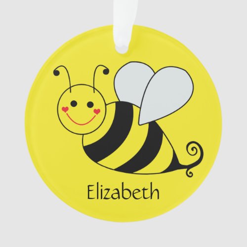 Cute Yellow Bumble Bee Personalized Ornament