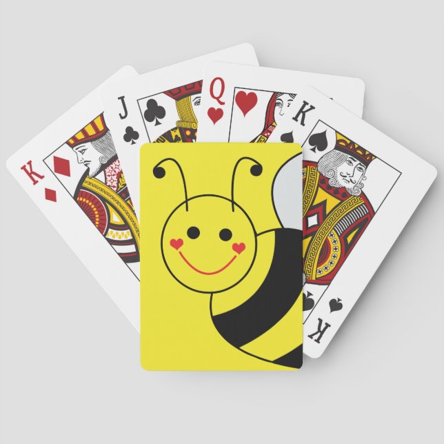 Cute Yellow Bumble Bee  Poker Cards (Back)