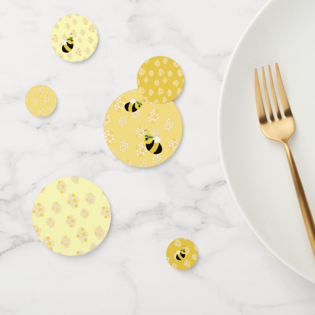 Cute Yellow Bumble Bees and Honeycomb Baby Shower Confetti (Group)