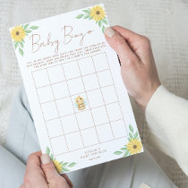 Cute Yellow Bumblebee Baby Shower Bingo Game  Flyer