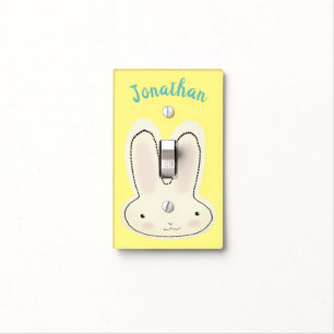 Cute yellow bunny cartoon personalized kids room light switch cover
