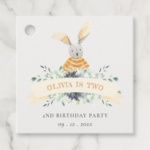 Cute Yellow Bunny Foliage Any Age Birthday Favor Tags