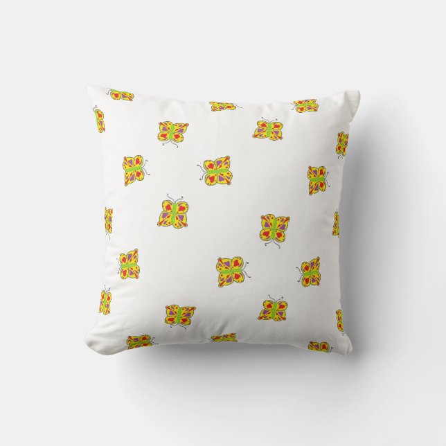 Cute yellow butterfly Watercolor kids room nursery Throw Pillow (Front)