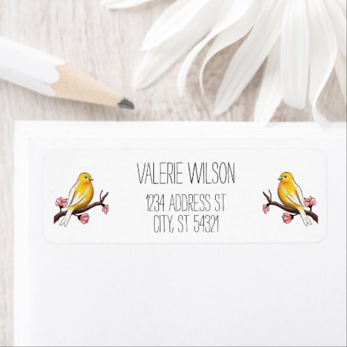 Cute Yellow Canary Bird Artistic Nature Address Label
