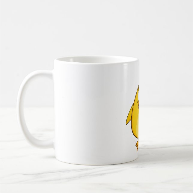 Cute Yellow Cartoon Chick with Flower Coffee Mug (Left)