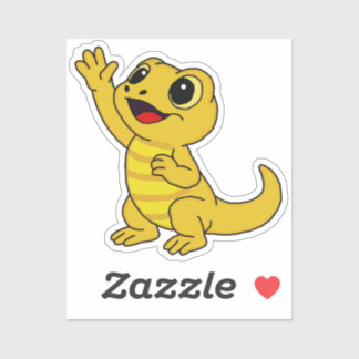 Cute Yellow Cartoon Lizard for Water Bottle Sticker