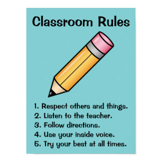 Cute Yellow Cartoon Pencil Custom Classroom Rules Poster