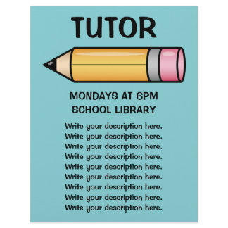Cute Yellow Cartoon Pencil Tutor Template Flyer