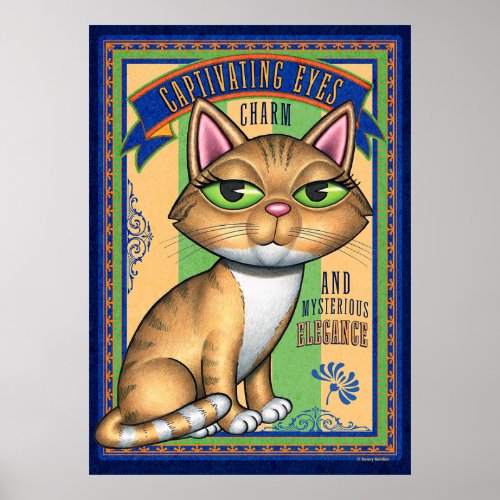 Cute Yellow Cat Captivating Eyes Poster