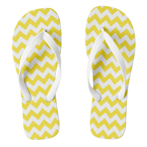 Cute Yellow Chevron Patterned Flip Flops