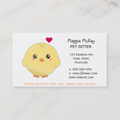 Cute yellow chick business card