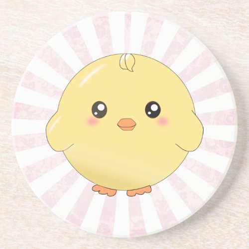 Cute yellow chick coaster