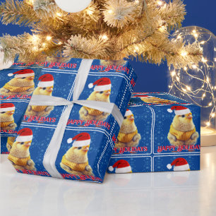 Cute Yellow Chick in Santa Hat Wrapping Paper