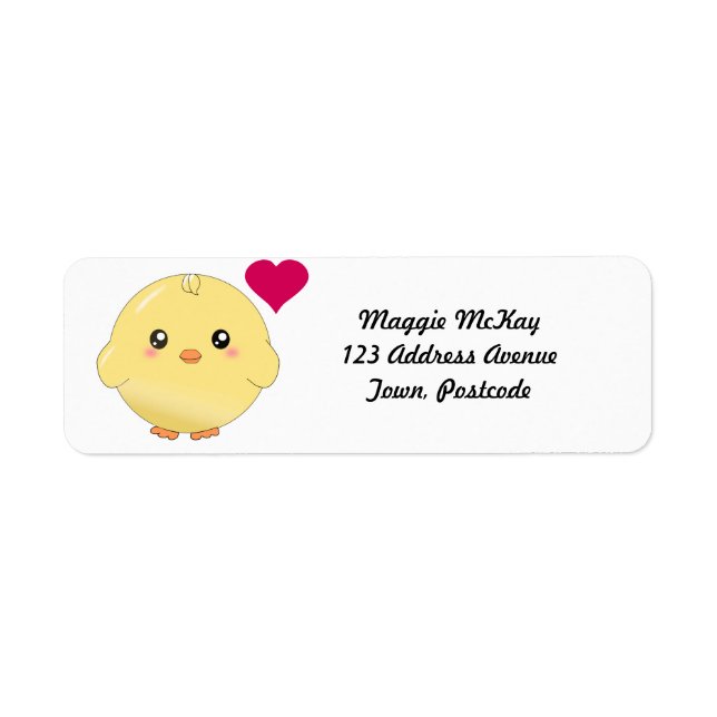 Cute yellow chick label (Front)