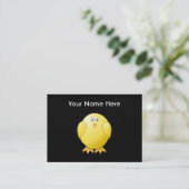 Cute Yellow Chick. Little Bird on Black. Business Card (Standing Front)