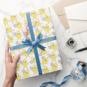 Cute Yellow Chick Pattern Easter Wrapping Paper