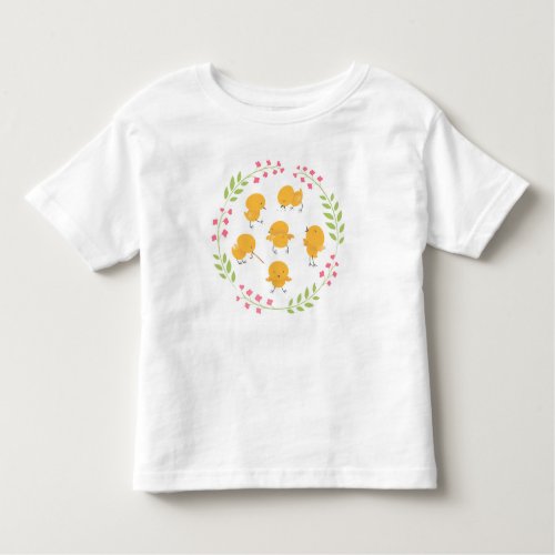 Cute Yellow Chicks Floral Wreath Toddler T_shirt