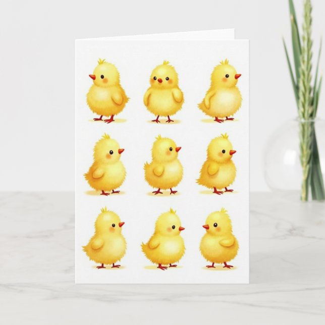 Cute Yellow Chicks Grid Card (Front)