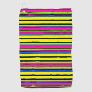 Cute yellow colorful stripes golf towel
