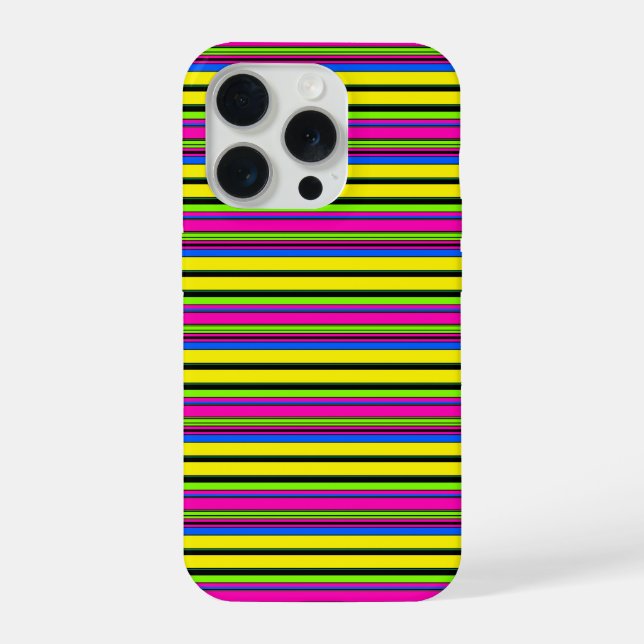 Cute yellow colorful stripes iPhone case (Back)