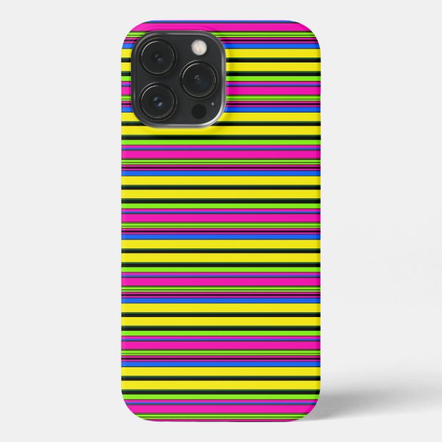 Cute yellow colorful stripes iPhone case (Back)