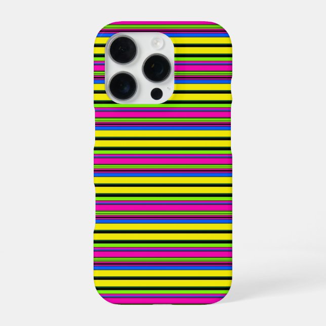 Cute yellow colorful stripes iPhone case (Back)