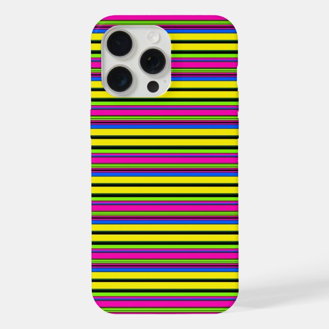 Cute yellow colorful stripes iPhone case (Back)