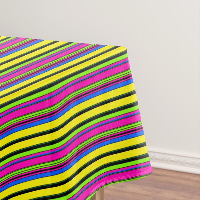 Cute yellow colorful stripes tablecloth (In Situ)