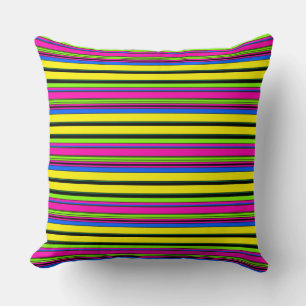 Cute yellow colorful stripes throw pillow