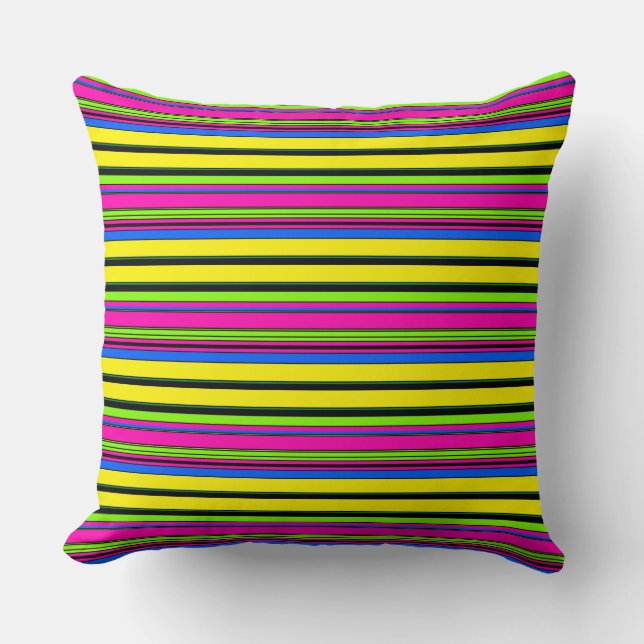 Cute yellow colorful stripes throw pillow (Front)
