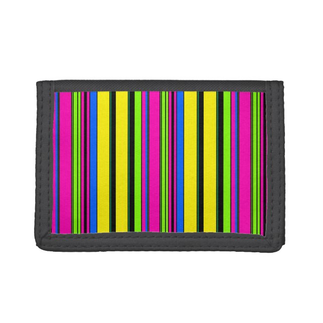 Cute yellow colorful stripes trifold wallet (Front)