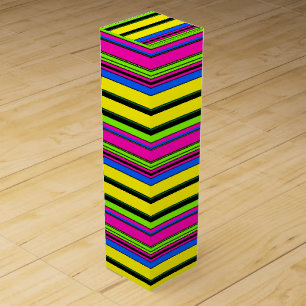 Cute yellow colorful stripes wine box