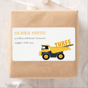 Cute Yellow Construction Dump Truck Address Label