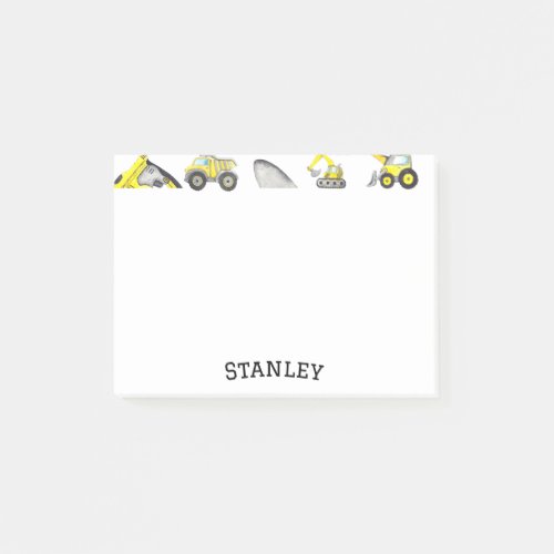 Cute Yellow Construction Truck Dump Name Post_it Notes