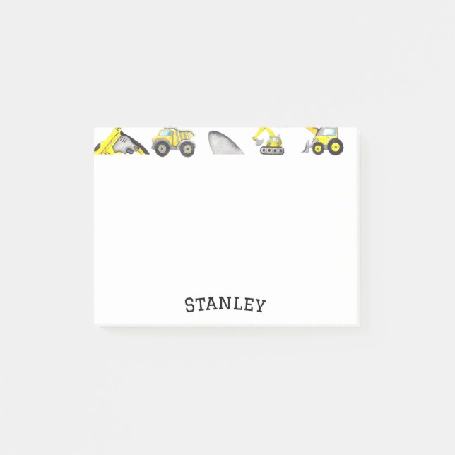 Cute Yellow Construction Truck Dump Name Post-it Notes (Front)