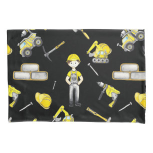 Cute Yellow Construction Truck Dump Pillow Case