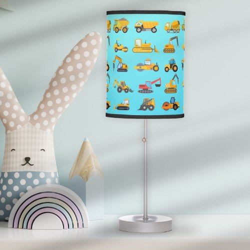Cute Yellow Construction Vehicles  Table Lamp