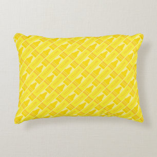 Cute Yellow Crayon Artsy Pattern Accent Pillow