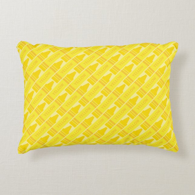 Cute Yellow Crayon Artsy Pattern Accent Pillow (Front)
