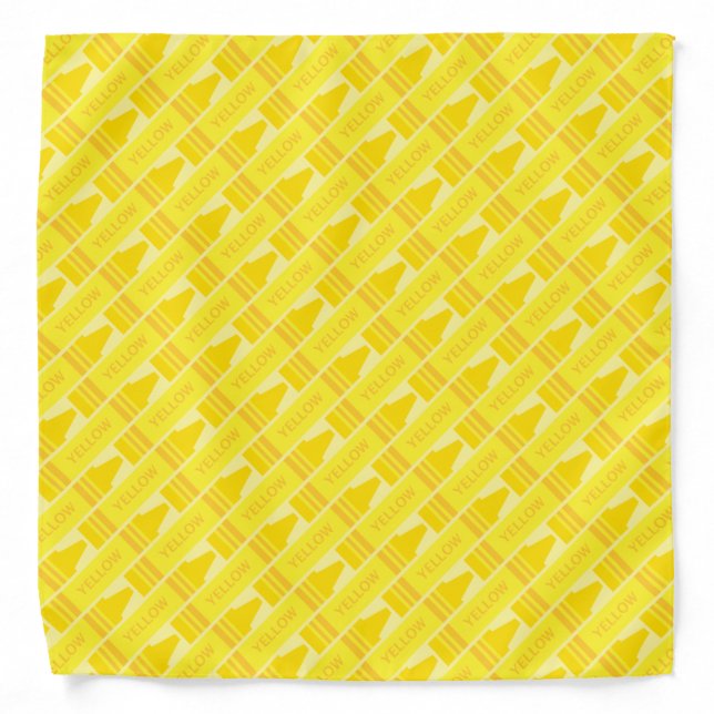 Cute Yellow Crayon Artsy Pattern Bandana (Front)