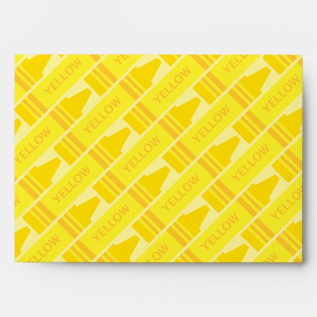 Cute Yellow Crayon Artsy Pattern Envelope (Front)