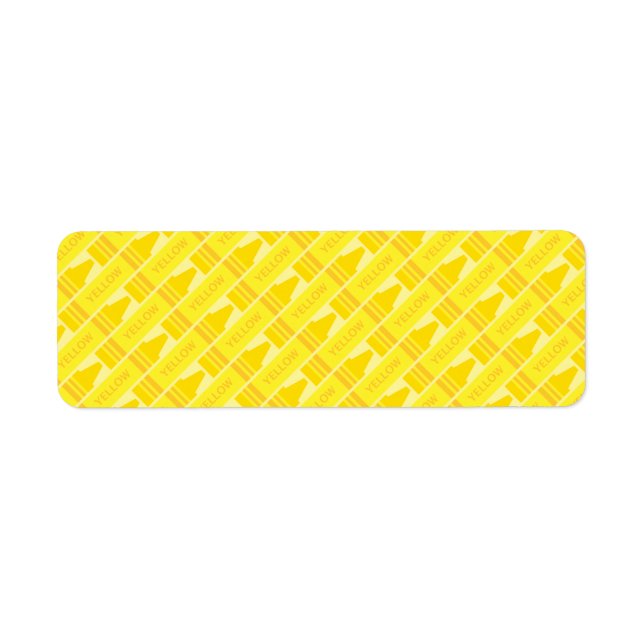 Cute Yellow Crayon Artsy Pattern Label (Front)
