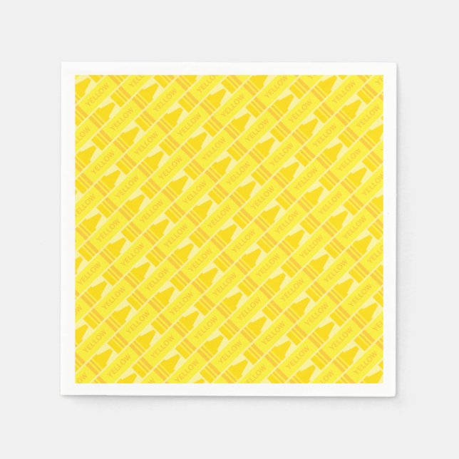 Cute Yellow Crayon Artsy Pattern Paper Napkins (Front)