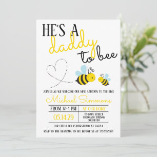 Cute Yellow Daddy to Bee Baby Shower Invitation