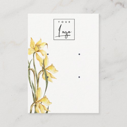 Cute Yellow Daffodil Floral 2 Stud Earring Display Business Card