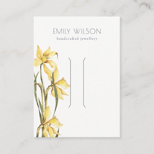 Cute Yellow Daffodil Floral Hair Clip Display Business Card (Front)
