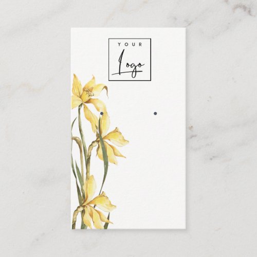 Cute Yellow Daffodil Floral Logo Earring Display Business Card