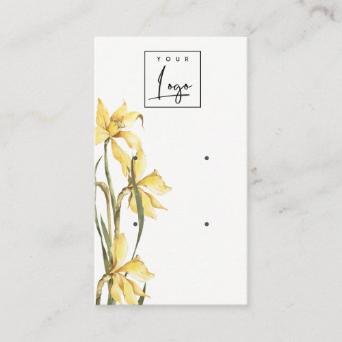 Cute Yellow Daffodil Floral Logo Earring Display Business Card